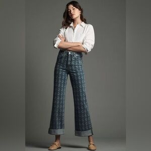 Pilcro The Austyn High-Rise Cuffed Wide-Leg Jeans: Printed Edition